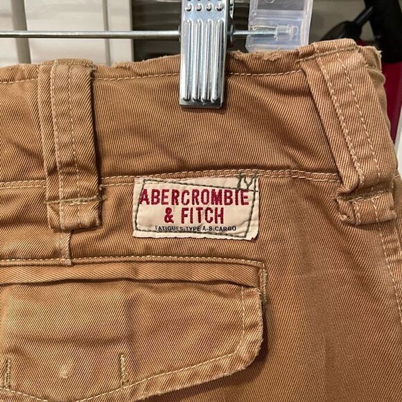 VINTAGE Abercrombie & Fitch Shorts Mens 32 Brown Tobacco Cargo Fatigues Y2K - Picture 10 of 15